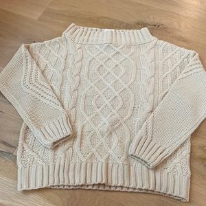 ADORA  (Rags) Neck Cable Sweater. Cream. Small